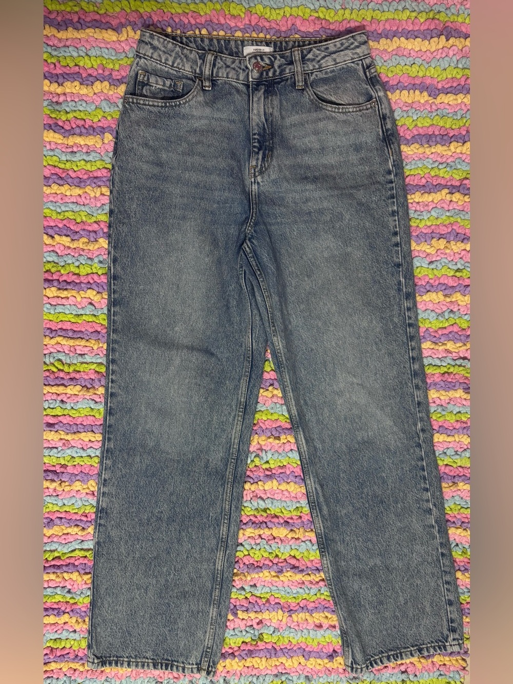 Forever 21 Slim Straight Washed Blue Jeans